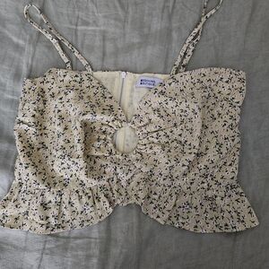 Beginning Boutique Yellow Floral Crop Top